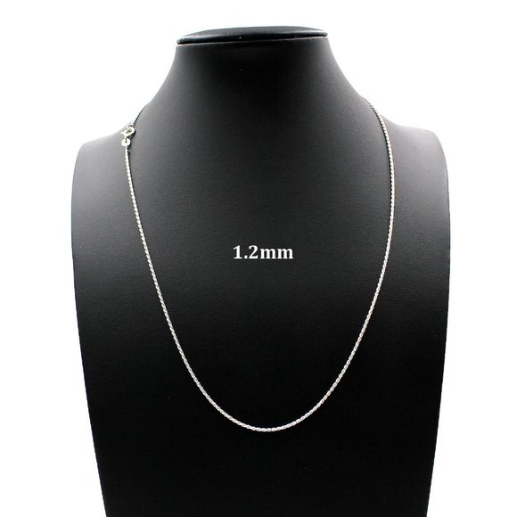 Real 925 SOLID Sterling Silver 1.2mm Rope Chain Necklace 16" inch - Picture 1 of 6